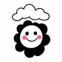 Fototapeta premium Cute hand drawn smiling icons in minimalist style for kids and stickers on white background