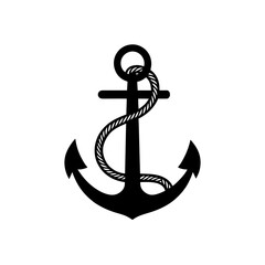 toy anchor with rope loop on white background 