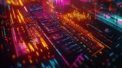 Obraz premium Vibrant Abstract Digital Background with Colorful Light Patterns