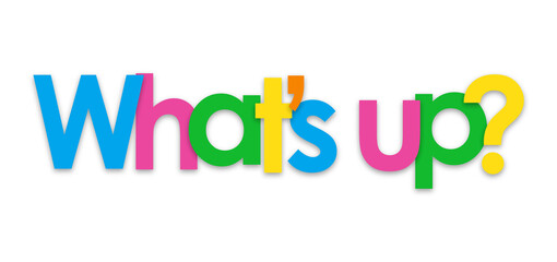 WHAT'S UP? colorful typography banner on transparent background