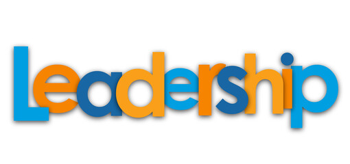 LEADERSHIP colorful typography banner on transparent background