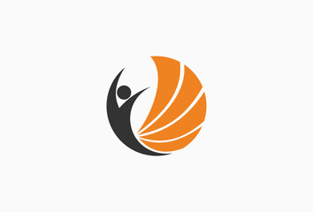 Circular Abstract Human Body Activity Logo Design Element