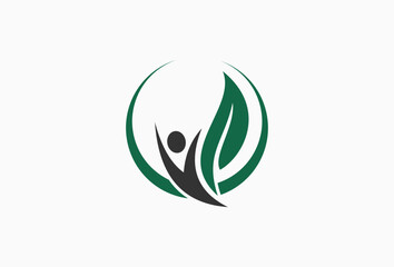 Obraz premium Nature Healthy Life with Leaf and Person Icon logo Design Element