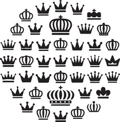Crown Icons Set Crown Symbol Collection Vector Illustration