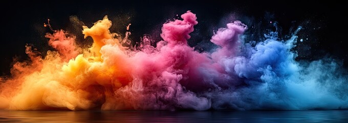Vibrant hues of colorful smoke cloud formations.