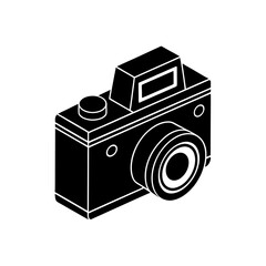 toy camera with viewfinder on white background   