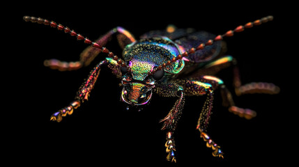 Fototapeta premium Iridescent Beetle Closeup Macro Photography Jewel-toned Insect