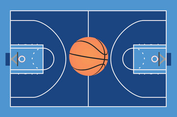 Basketball field and ball. vector