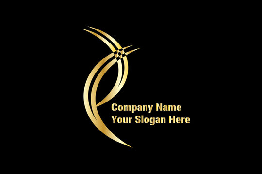 Golden color logo in black color background for company 