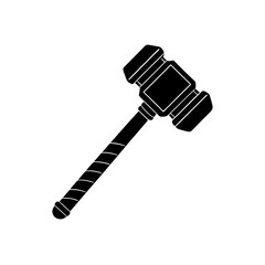 toy hammer with soft head on white background  