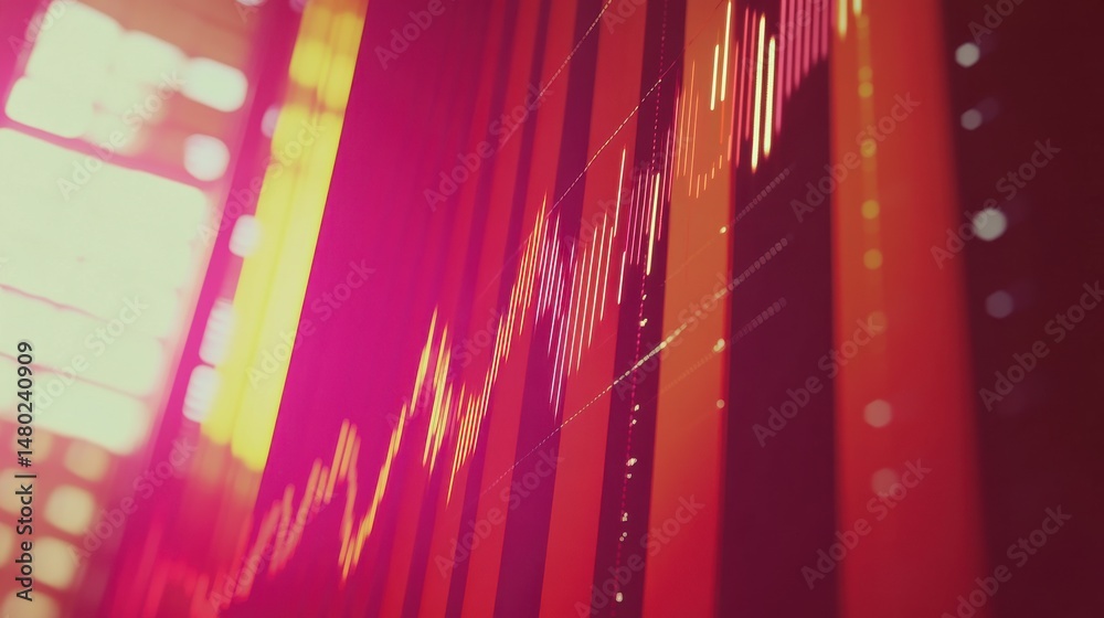 Poster colorful abstract chart with trend lines and data visualizations