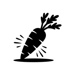 Carrot Icon Vector Clean Black Silhouette in Monochrome Style.