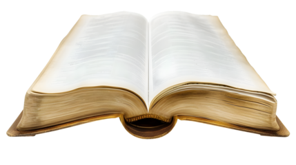 Open Antique Book with Blank Pages.