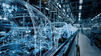 Automated vehicle production line with digital framework.