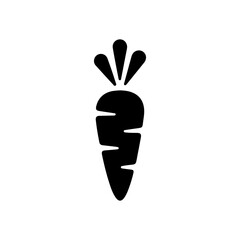 Black Carrot Vector Icon Minimal Vegetable Silhouette on White.
