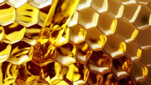 Golden Honeycomb Filling Up Close