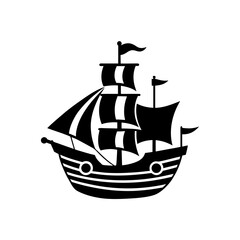 toy pirate ship with sails on white background  .svg