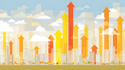 Obraz premium center with dynamic rising arrows representing analytics and profitability