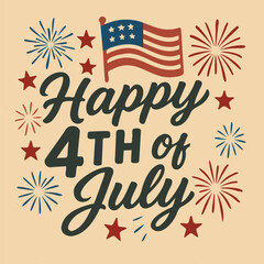 4th of July Handwritten Retro Style Design