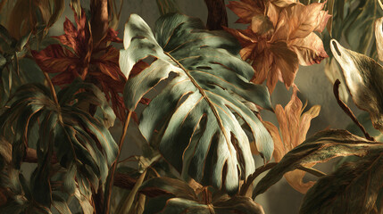 Fototapeta premium earthy tones and monstera