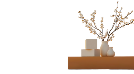 Elegant Minimalist Decoration with Flowers and Geometric Objects