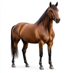 Naklejka premium Chestnut Brown Horse Studio Portrait Against White Background