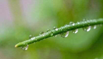 Capturing dew drops on green plant stem nature photography close-up tranquil environment macro view