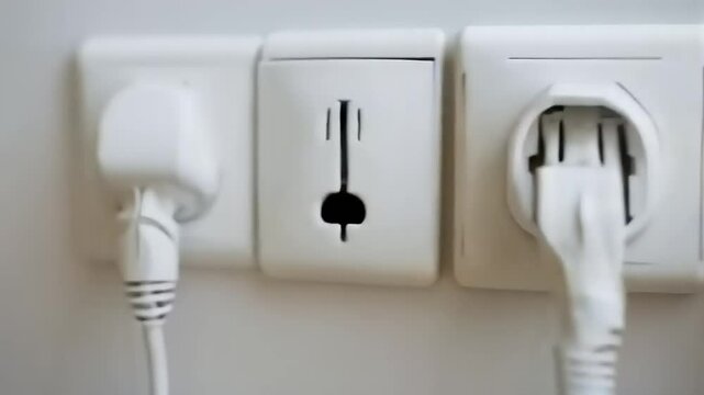 Power Up: Close-Up View of Electric Sockets and Plugs Connecting to Outlets