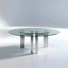 A sleek modern glasstop circular dining ta
