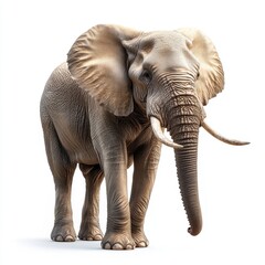 Obraz premium Detailed African Elephant Portrait Against White Background