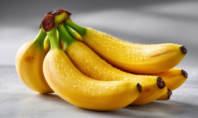 Radiant cluster of fresh wet bananas