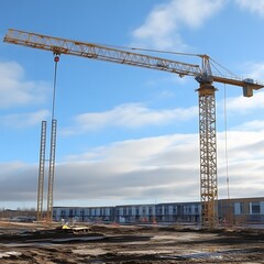 Construction site with large crane