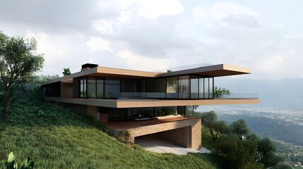 A hillside house blending seamlessly with the landscape
