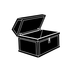 wooden box with hinged lid on white background  .svg