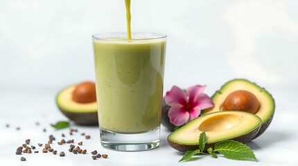 Avocado Smoothie in a Clear Glass