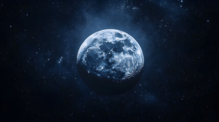 Obraz premium glowing full moon dark starry sky lunar details celestial object astronomical observation night sky photography cosmic expanse serene moonlight view