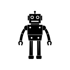 wooden robot with jointed limbs on white 