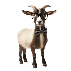 Playful Goat in Glasses and Bow Tie, Perfect for Funny Stock Photos