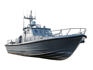 Gray Patrol Boat with Advanced Communication Systems