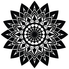 Intricate Black and White Mandala Design Geometric Floral Pattern