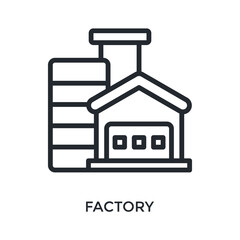 Factory Icon Outline Style. Vector Illustration For Graphic Design