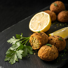 middle eastern falafel product shot black background