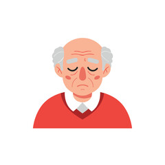 Fototapeta premium Elderly man with eyes closed looking serious in red sweater 