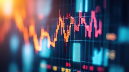 Vibrant Financial Chart with Colorful Candlestick Patterns and Data
