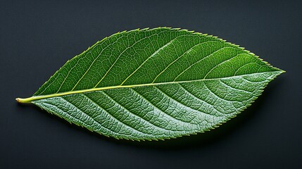Vibrant green leaf, close-up