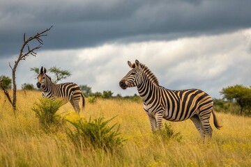 Obraz premium zebras in the serengeti