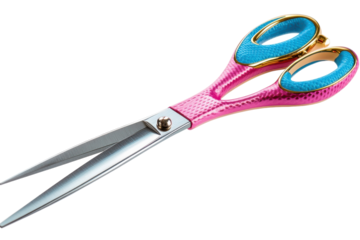 Pink Teal Scissors Sharp Blades Stylish Design Professional Hair Cutting on transparent background