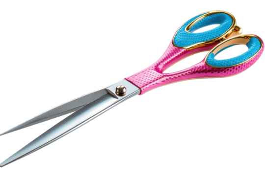 Pink Teal Scissors Sharp Blades Stylish Design Professional Hair Cutting on transparent background - Powered by Adobe
