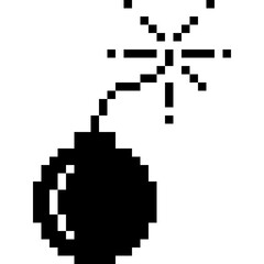 Pixel bomb. Bomb icon. Pixel art.