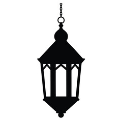 Elegant Hanging Lantern Silhouette Black and White Vector Illustration